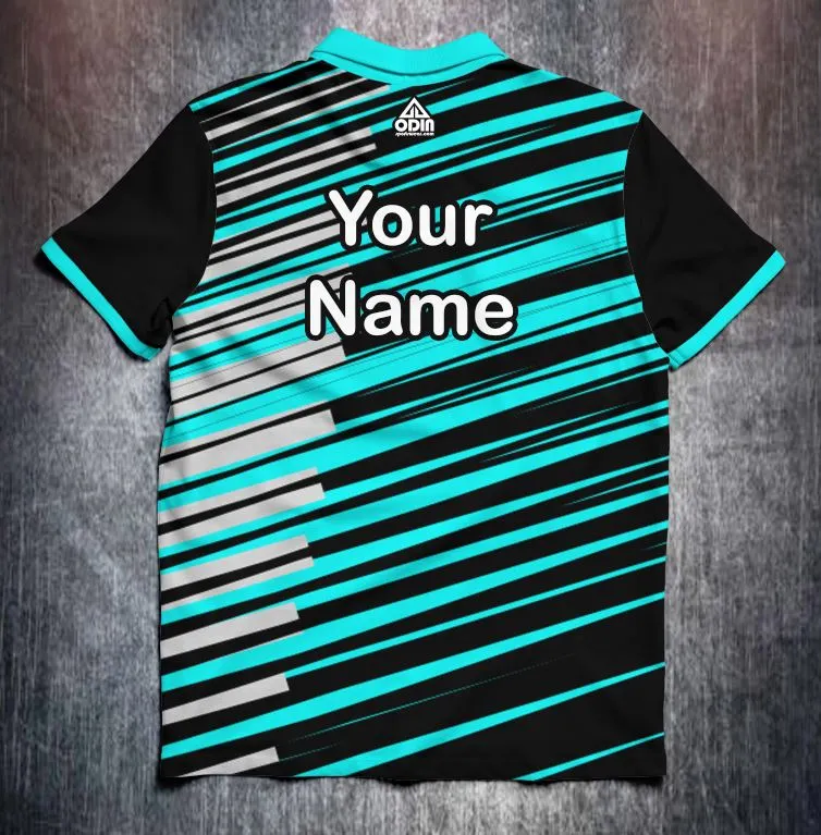 Stripes stripes stripes Black grey aqua - Afbeelding 2