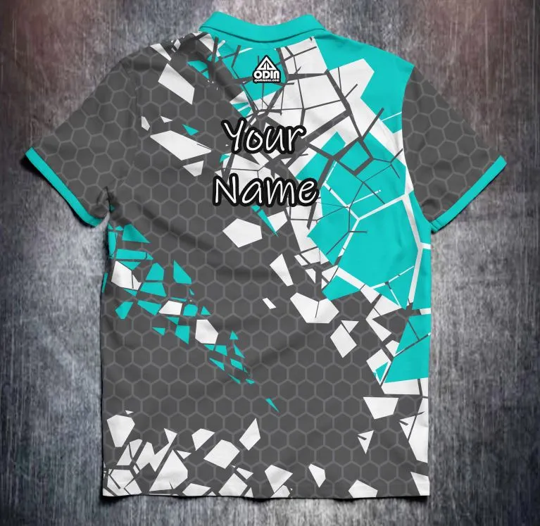 Broken Pieces Hexagon Aqua Grey – Image 2